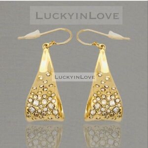 ALEXIS BITTAR • Crystal Dusted Gold Ribbon Curl Loop Earrings